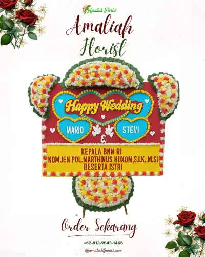 Karangan Papan Bunga Pernikahan di Tenda